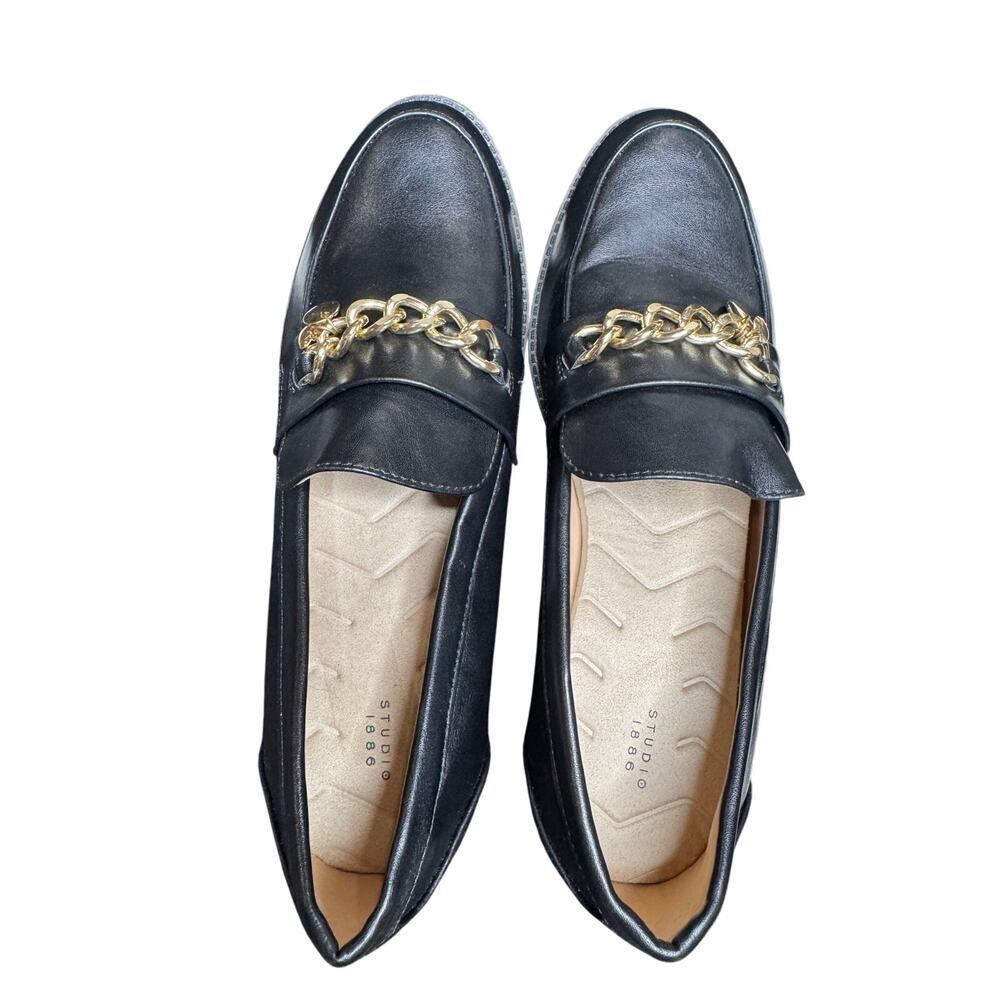 NWOT Studio 1886 Chain Loafer With Charms, Black, almond toe, Women's Size 11